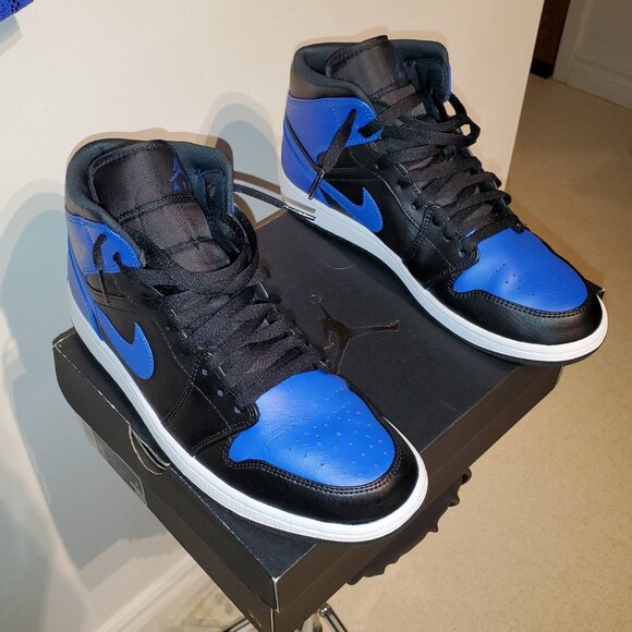 Custom RJ Hyper Royal Jacket W/ Matching Nike Jordan 1 Mid Sneakers 40 Reg MINT - Picture 4 of 16